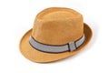 Brown men`s hat on a white isolated background Royalty Free Stock Photo